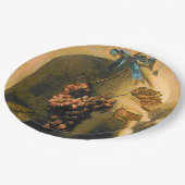 季節の果物、繁栄のぶら下がったぶどう、つる植物 ペーパープレート (アングル)