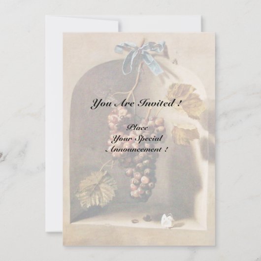 季節の果物 -  繁栄 ピンクのフクシア 赤茶 招待状 (裏面)