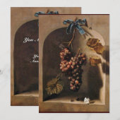 季節の果物 - 繁栄 , 黄緑茶色 招待状 (正面/裏面)