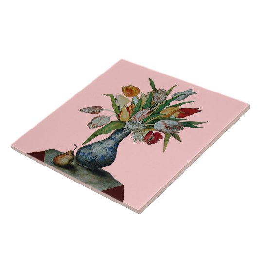 季節の果物 / 花瓶のチューリップと梨 タイル (側面)