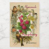 季節の果物/鳥とラズベリーが保存 フードラベル (シングルラベル)