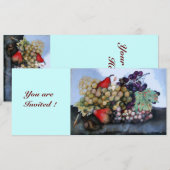 季節の果物 1 - ブドウとナシ 招待状 (正面/裏面)