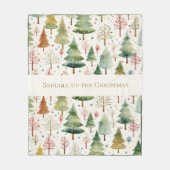 季節の森の木々がクリスマスに寄り添う フリースブランケット (正面)