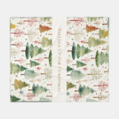 季節の森の木々がクリスマスに寄り添う フリースブランケット (正面(横))