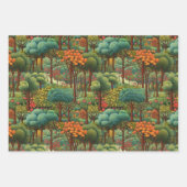 季節の森の風景：冬、夏、秋 ラッピングペーパーシート (正面)