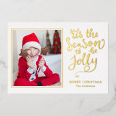 季節の歓びを祝う 編集可能なカラー写真 箔シーズンカード (正面)