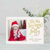 季節の歓びを祝う 編集可能なカラー写真 箔シーズンカード (立ち正面)