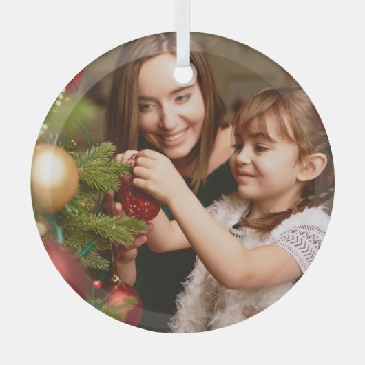 季節の母と娘飾の木 ガラスオーナメント (正面)