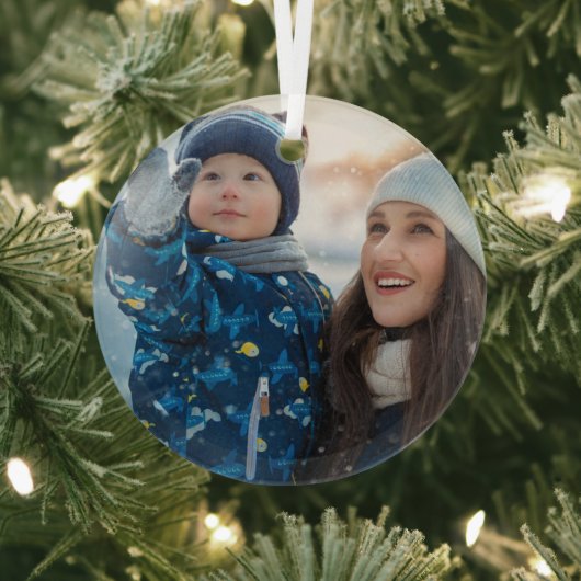 季節の母と息子の飾家族の木 ガラスオーナメント (インサイチュ)