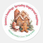 季節の汗とジンジャーブレッドのクリスマス ラウンドシール (正面)