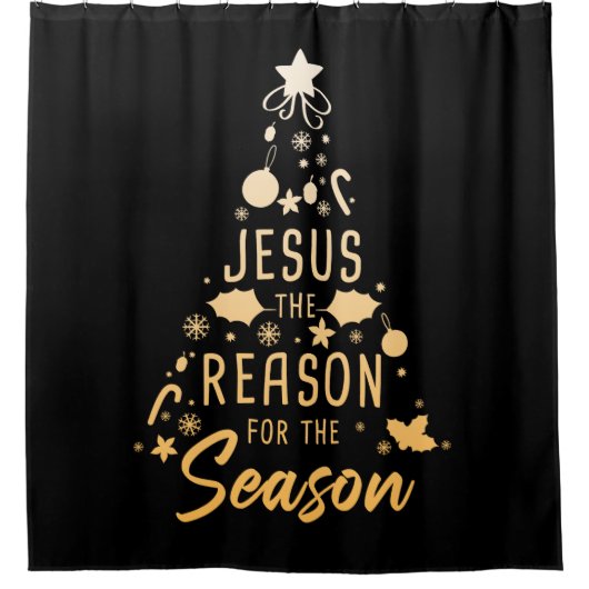 季節の理由イエス – クリスマス信仰 シャワーカーテン (正面)