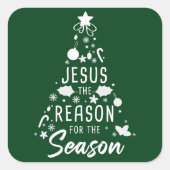 季節の理由イエス – クリスマス信仰 スクエアシール (正面)