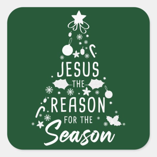 季節の理由イエス – クリスマス信仰 スクエアシール (正面)