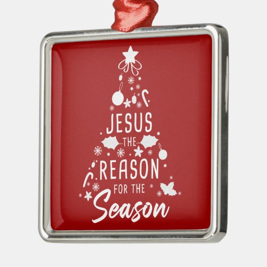季節の理由イエス – クリスマス信仰 メタルオーナメント (左)