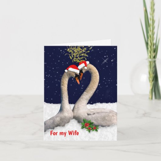 季節の白鳥クリスマスカードの妻 シーズンカード (正面)