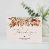 季節の秋フローラ離れとの葉結婚の サンキューカード (スタンド正面)