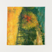 季節の秋色の画布に描かれた油絵。 タペストリー (正面(横))