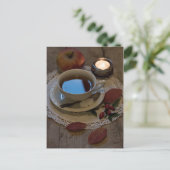 季節の素朴な自然の茶の時間葉のまだ生きる ポストカード (スタンド正面)