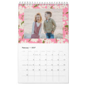 季節の花の柄の家族の写真 カレンダー (2月 2027)