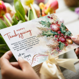 季節の花を使った冬の特別な感謝祭のアレンジメント オーダーメイド シーズンカード