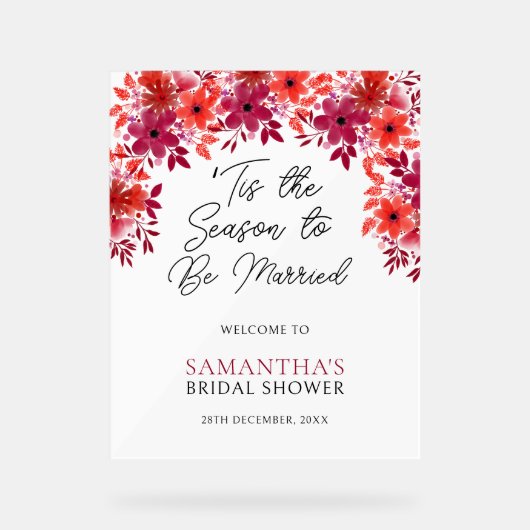 季節の花を添えたウェディングシャワーポスター「結婚する季節です」 アクリルサイン (正面)