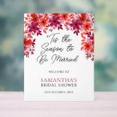 季節の花を添えたウェディングシャワーポスター「結婚する季節です」 アクリルサイン (ニュートラル)