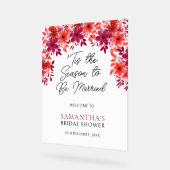 季節の花を添えたウェディングシャワーポスター「結婚する季節です」 アクリルサイン (傾斜)