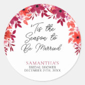 季節の花を飾ったブライダルシャワーのデザイン ラウンドシール (正面)