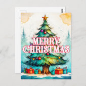 季節の装飾的なホリデークリスマスツリー ポストカード (正面/裏面)