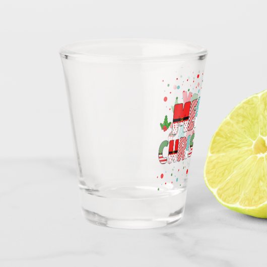 季節の要素のメリークリスマスレタリング ショットグラス (左)