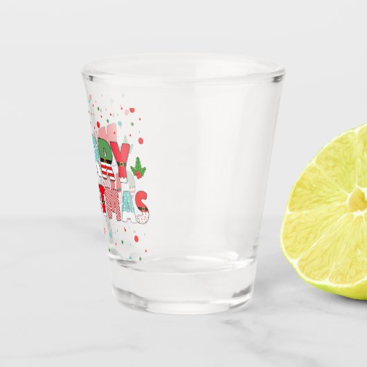 季節の要素のメリークリスマスレタリング ショットグラス (右)