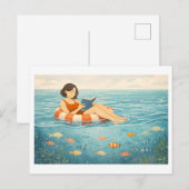 季節の読書: 夏 ポストカード (正面/裏面)