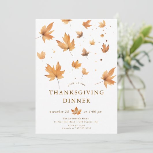季節の豪華な感謝祭ディナー招待状 招待状 (スタンド正面)