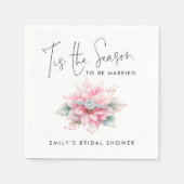 季節の贈り物 ポインセチアのクリスマス ブライダルシャワー スタンダードカクテルナプキン (正面)