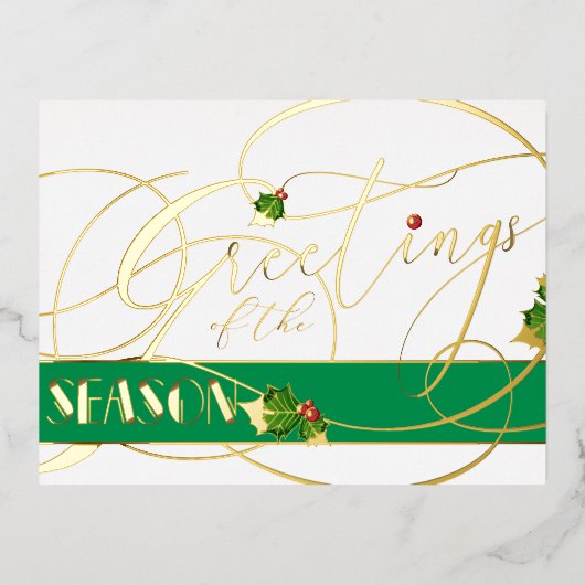 季節の金ゴールド書 箔シーズンポストカード (正面)