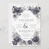 季節の開花エレガント:水の色結婚の 招待状 (正面)