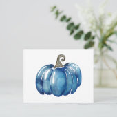 季節の青い水の色感謝的なカボチャ ポストカード (スタンド正面)