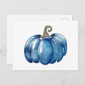 季節の青い水の色感謝的なカボチャ ポストカード (正面/裏面)