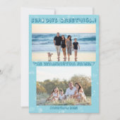 季節の高い木の家族の写真クリスマスフラット カード (正面)