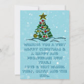 季節の高い木の家族の写真クリスマスフラット カード (裏面)