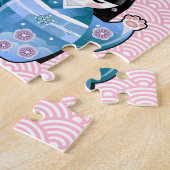 季節のManeki 4 Nekoのかわいい猫の着物Kokeshi ジグソーパズル (側面)