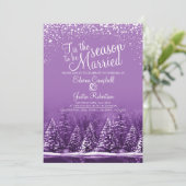 季節は冬の結婚式 パープル ピン レイク 招待状 (スタンド正面)