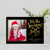 季節を祝うエレガントでシンプルな「 Tis The Season To Be Jolly 」のクリス 箔シーズンカード (立ち正面)