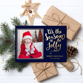 季節を祝うエレガントでシンプルな「 Tis The Season To Be Jolly 」のクリス 箔シーズンカード