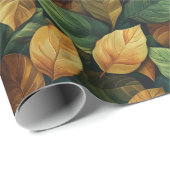 季節エレガントの緑の黄色いオレンジ色の紅葉 ラッピングペーパー (ロールコーナー)