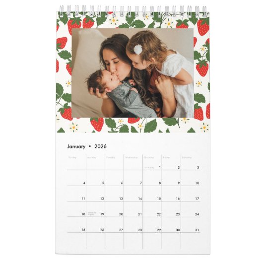 季節カラフルのフルーツ柄ファミリー写真 カレンダー (1月 2026)