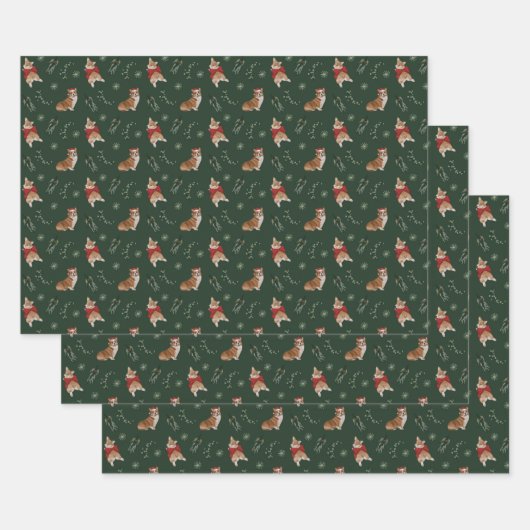 季節コーギラッピング紙 ラッピングペーパーシート (セット)