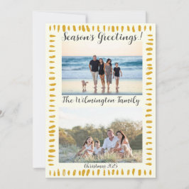 季節ゴールデンツリーファミリーフォトクリスマスフラット カード
