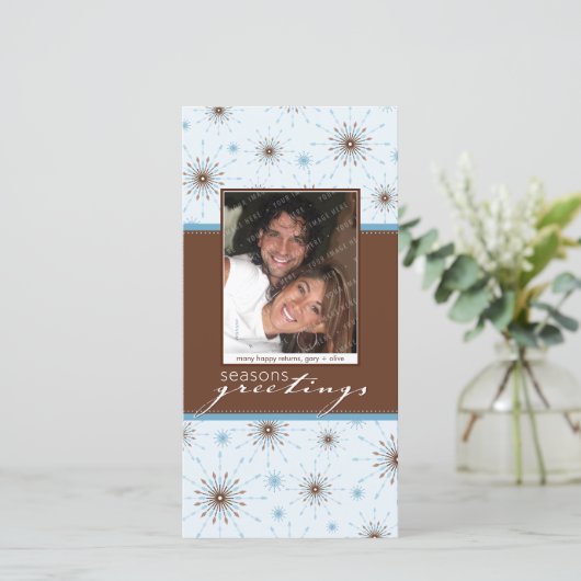 季節フォトカード::雪パターン（の模様が）ある片P3 シーズンカード (スタンド正面)