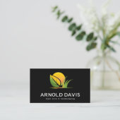 季節モダンの芝生気にと造園のロゴ 名刺 (スタンド正面)